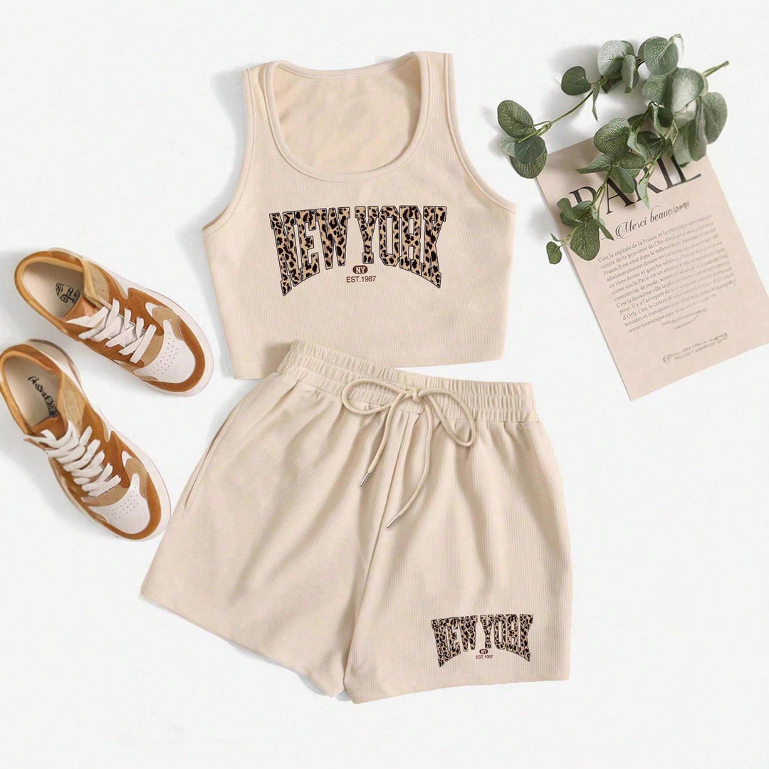 Damen Sportliches Zweiteiler Set mit Top und Shorts Echo Archiv