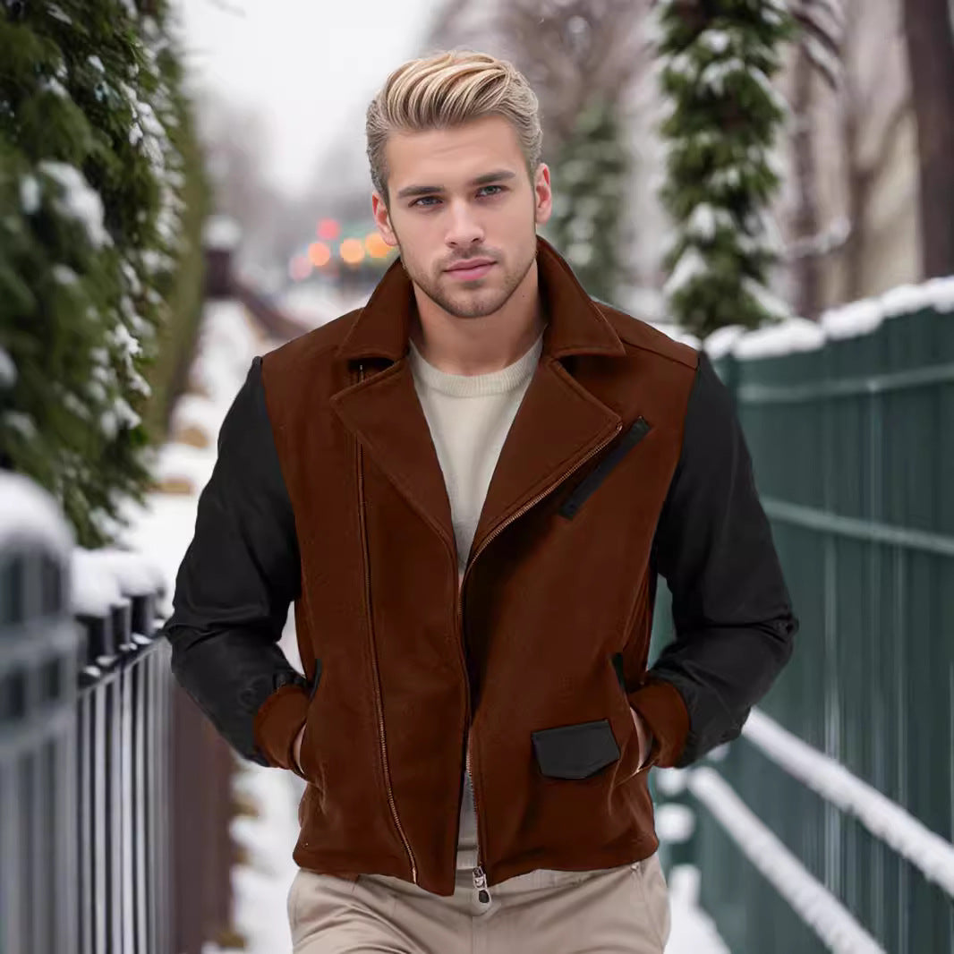 Herren lässige Designerjacke mit kontrastierenden Ärmeln und praktischen Taschen Echoarchiv