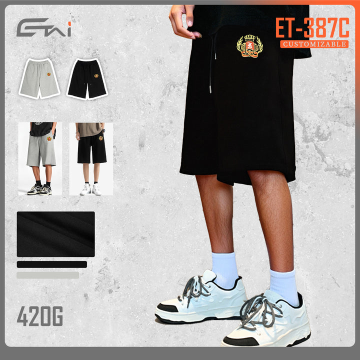 Herren Knieumspielende French-Terry Sweatshorts mit Kordelzug und gesticktem Wappen Echo Archiv