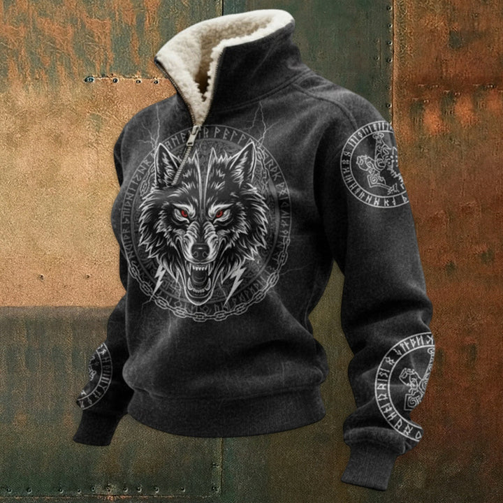 Herren Urbaner Fleece Pullover mit Baum-Motiv Echoarchiv