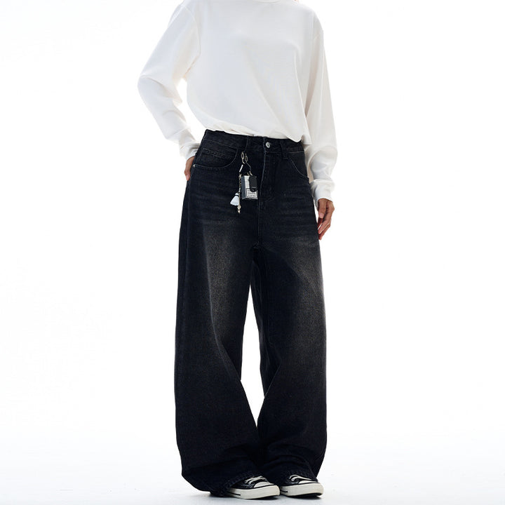Damen Extraweite Highwaist-Palazzo-Jeans aus Vintage-Denim mit gerundetem Saum Echo Archiv
