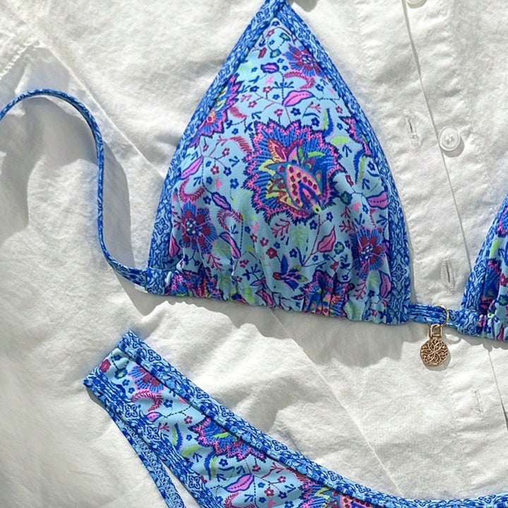 Damen Triangel-Bikini mit lebhaftem Blumenmuster Echo Archiv