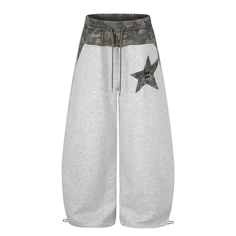 Damen Extraweite Culotte-Sweatpants mit Camouflage-Bund und Sternpatch Echoarchiv