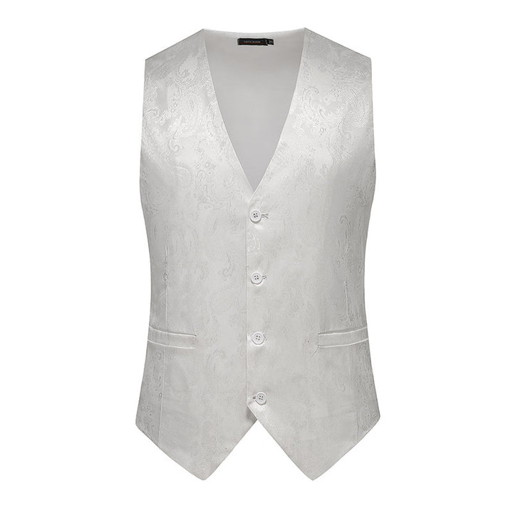 Herren nan feine Jacquard-Anzugweste mit V-Ausschnitt, Zierknöpfen und schmaler Silhouette Echo Archiv