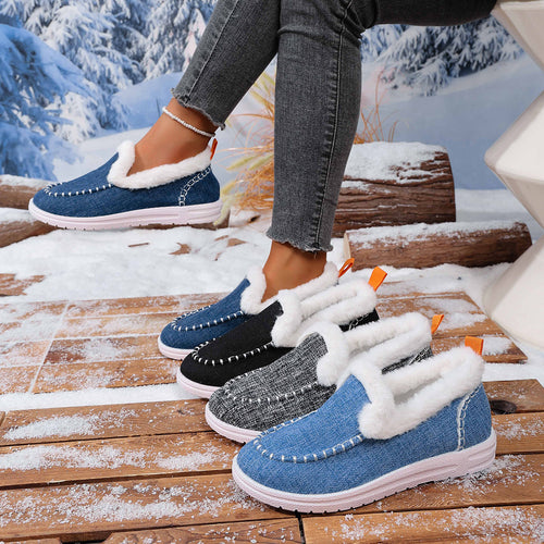 Damen Gefütterte Slip-On Mokassin‑Hausschuhe mit Teddyfutter, handgestepptem Vorderblatt und profilierter Gummisohle Echo Archiv