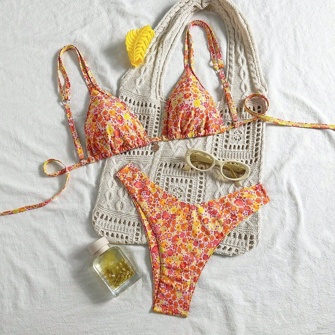 Damen Triangel-Bikini mit fließendem Floral-Design – Maréssa
