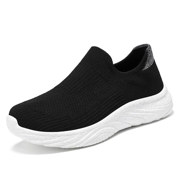 Damen nan nahtloser Strick-Slip-On Komfort-Laufschuh mit sockenähnlichem Schaft und gedämpfter Wellen-EVA-Sohle Echo Archiv