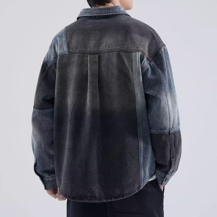 Herren lässige Denim-Hemdjacke mit modernen Farbeffekten Echoarchiv
