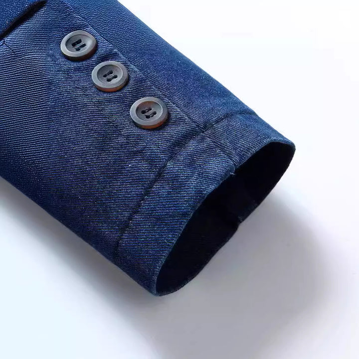 Herren Jeans-Sakko im lockeren Schnitt mit Reverskragen und aufgesetzten Taschen – Tianoro