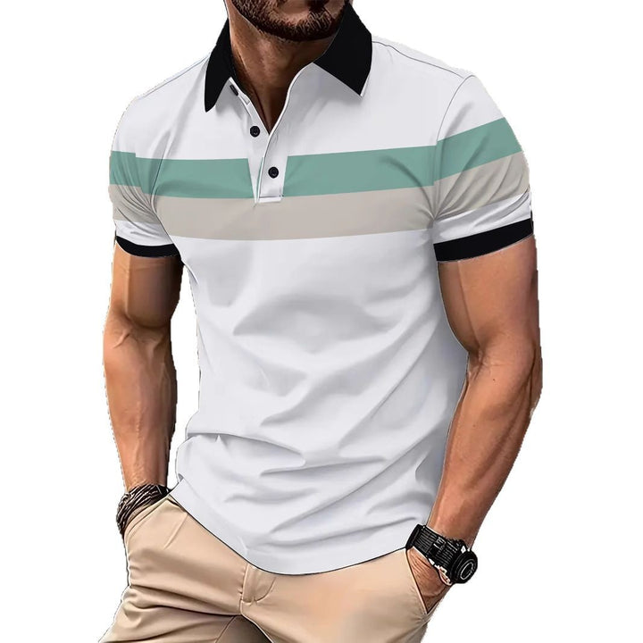 Herren Poloshirt mit modischem Blockstreifen-Design Echoarchiv
