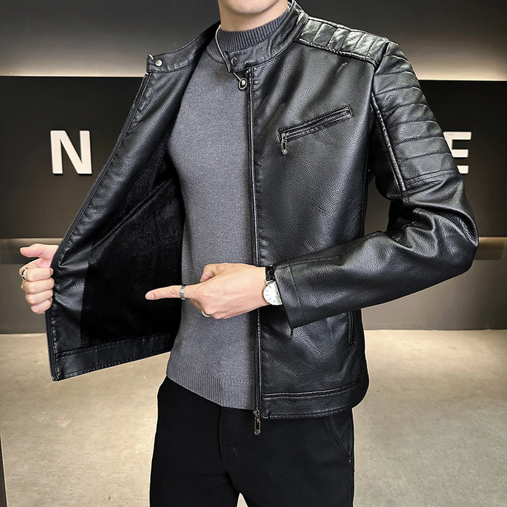 Herren Modische Kunstlederjacke mit Stehkragen Echo Archiv 1788322179