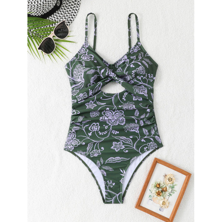 Damen Einteiler Badeanzug mit modischem floralen Design und hoch geschnittenem Ausschnitt Echo Archiv