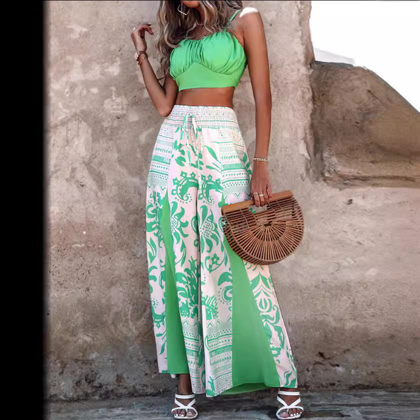 Damen Maxirock mit Ethno-Print, Smock-Bund und fließender A-Linie – Rosévia