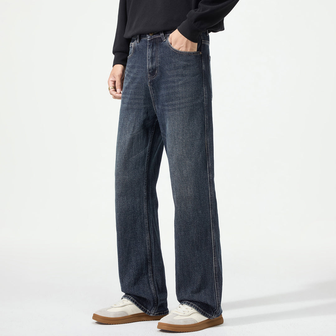 Herren Weitgeschnittene Denimjeans mit mittlerer Leibhöhe und Used-Optik Echoarchiv