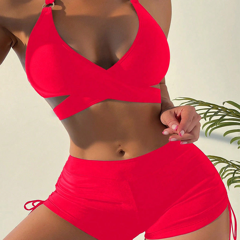 Damen Bikini-Set mit stylischem Cross-Design und hoch geschnittenem Shorts Echo Archiv