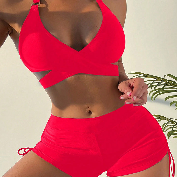Damen Bikini-Set mit stylischem Cross-Design und hoch geschnittenem Shorts Echo Archiv