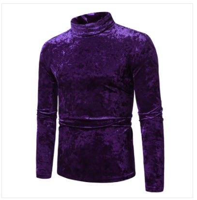 Herren eleganter Rollkragenpullover aus luxuriösem Samtstoff Echoarchiv