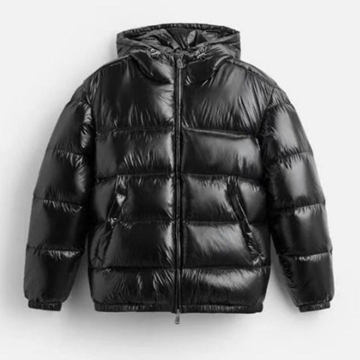 Herren nan steppte Kapuzenjacke mit glänzender Oberfläche, warmer Synthetikfüllung und Zweiwege-Reißverschluss Echo Archiv