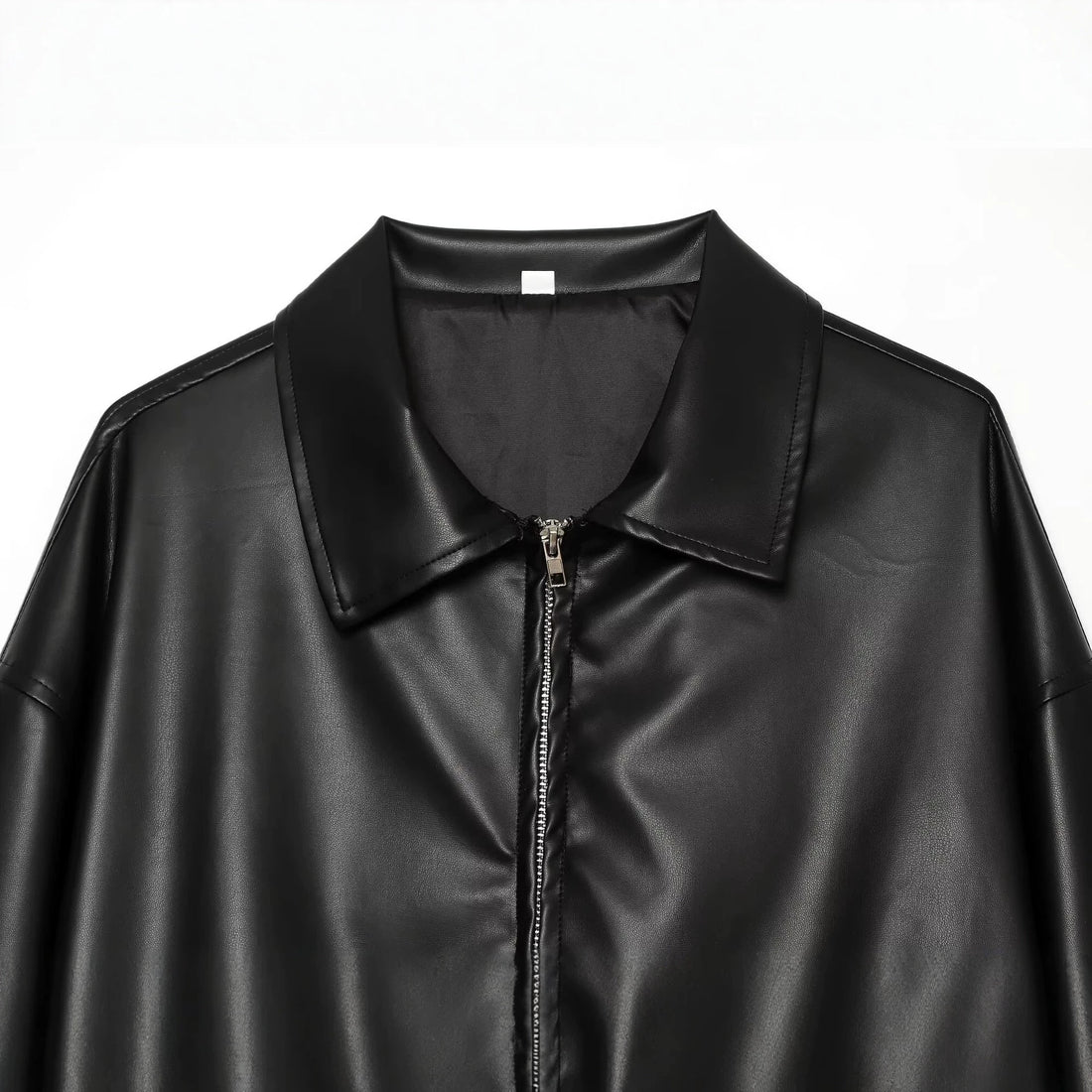 Damen Oversize Kunstleder-Bomberjacke mit Reißverschluss und elastischem Saum Echo Archiv