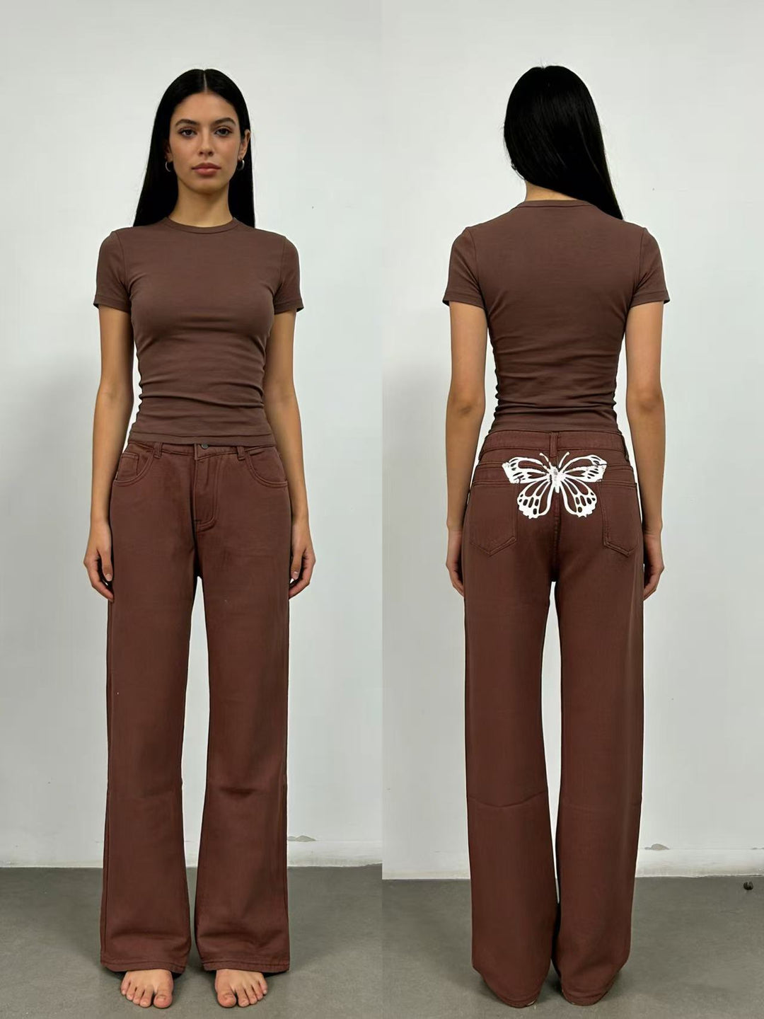 Damen nan hochgeschnittene weich fallende Schlagjeans aus Stretch-Denim mit figurformender Passform Echo Archiv