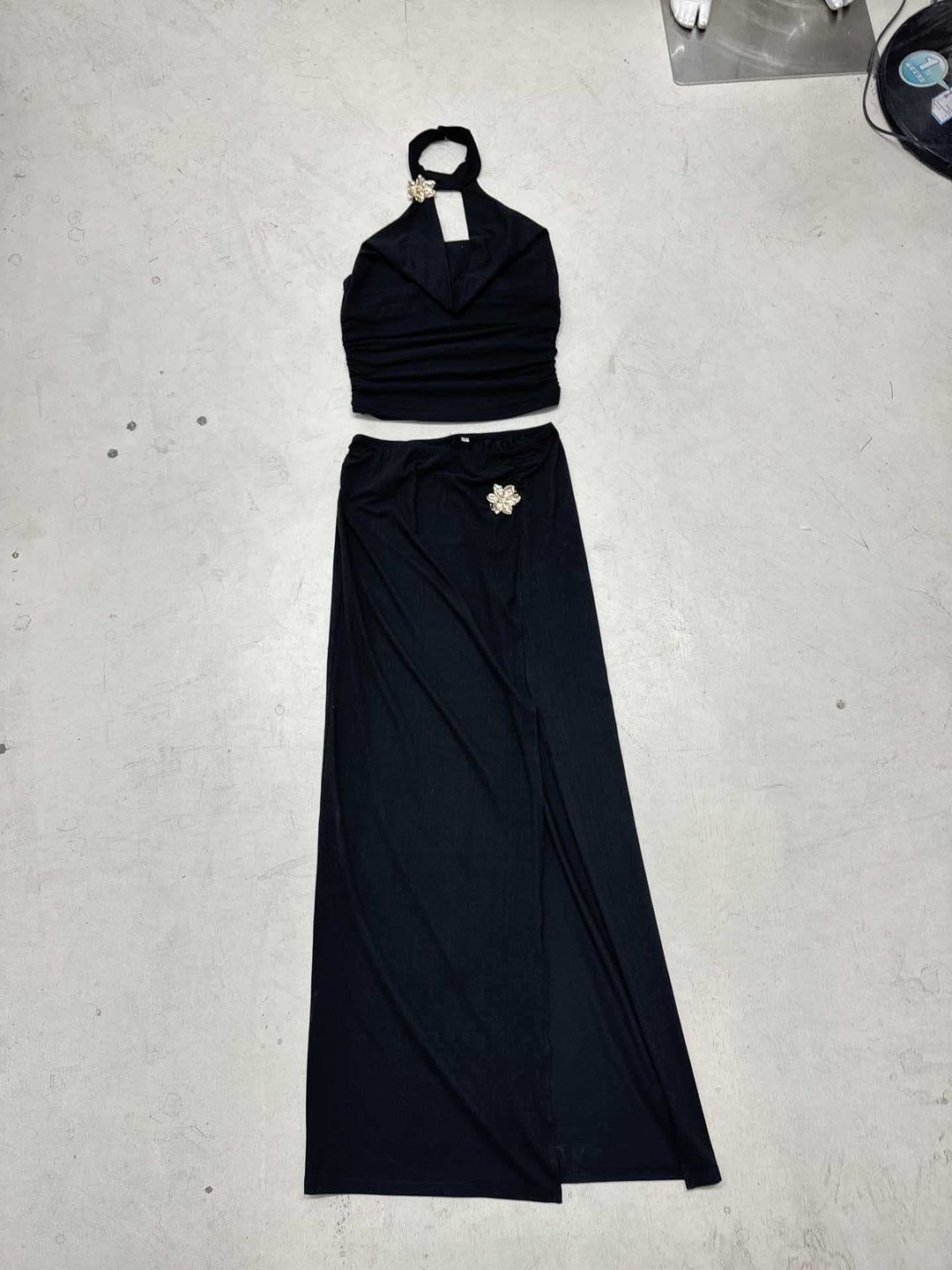 Damen elegantes Wickeloberteil und Maxi-Rock Set Echo Archiv