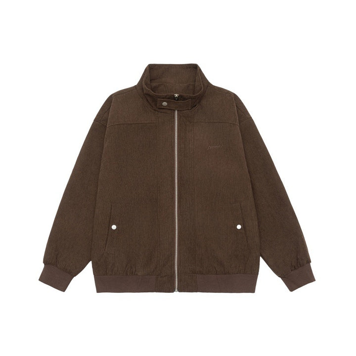 Unisex Teddy-Fleece Bomberjacke mit Stehkragen und Druckknopf-Taschen Echoarchiv