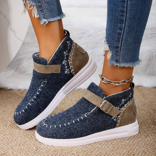 Damen Gefilzte Mokassin‑Sneaker mit Ziernaht, verstellbarem Riemen und dämpfender Plateausohle Echo Archiv