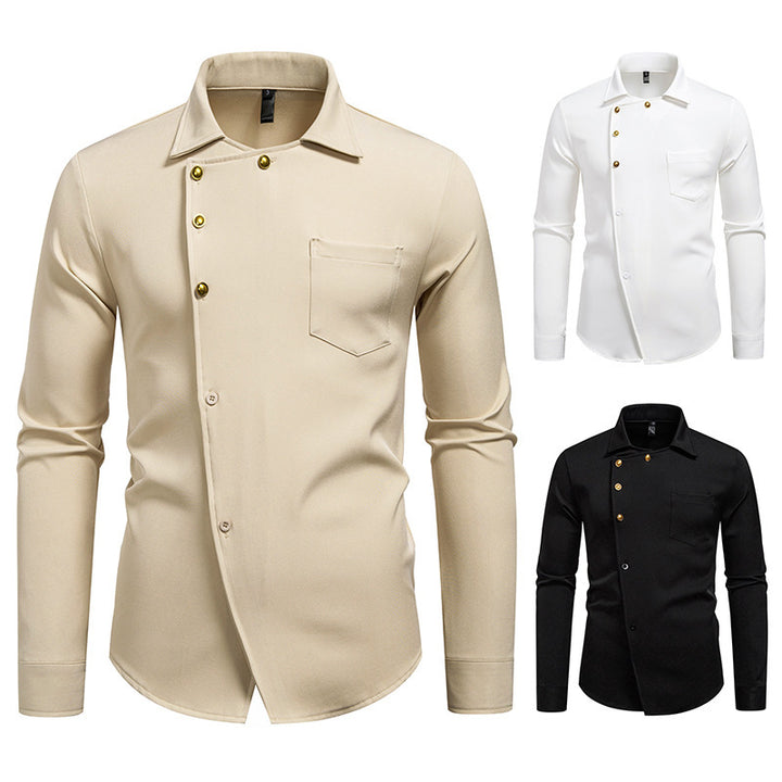 Herren elegantes Hemd mit asymmetrischem Knopfdesign Echoarchiv