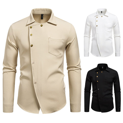 Herren elegantes Hemd mit asymmetrischem Knopfdesign Echoarchiv