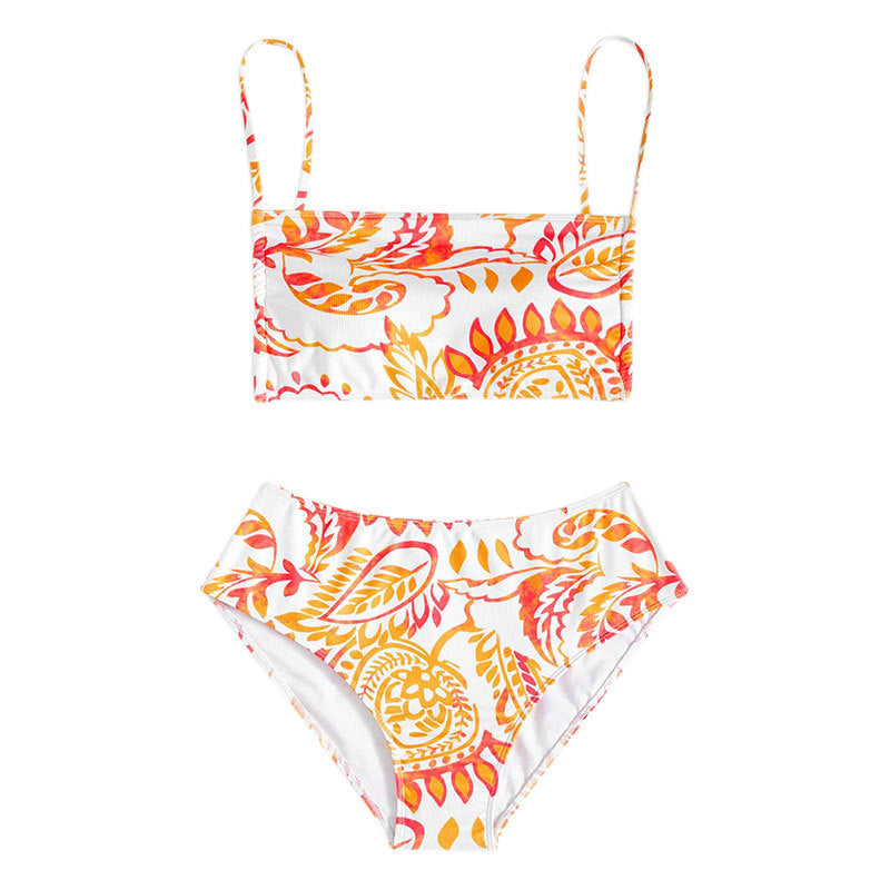 Damen Triangel-Bikini mit fröhlichem Blumenmuster und eleganten Rüschendetails Echo Archiv