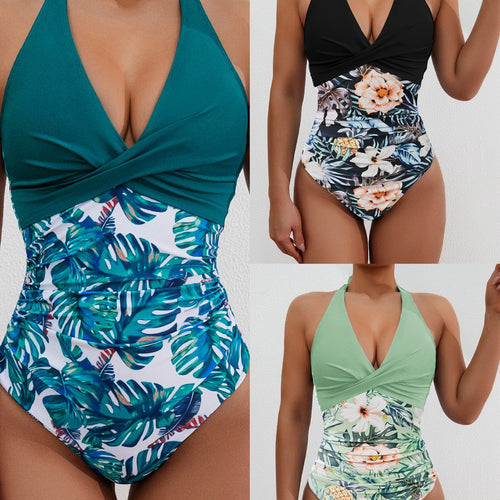 Damen Hochwertiger Einteiler-Badeanzug mit floralem Schnitt und raffiniertem Wickeldesign Echo Archiv