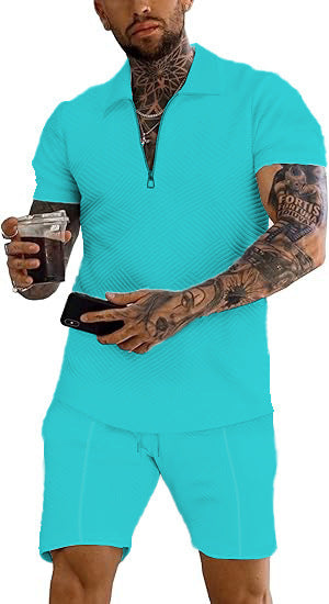 Herren sportliches Oberteil und Shorts Set mit strukturiertem Design Echoarchiv