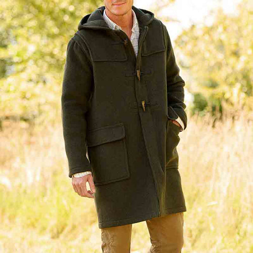 Herren Dufflecoat mit praktischer Kapuze und robusten Knopfdetails Echoarchiv