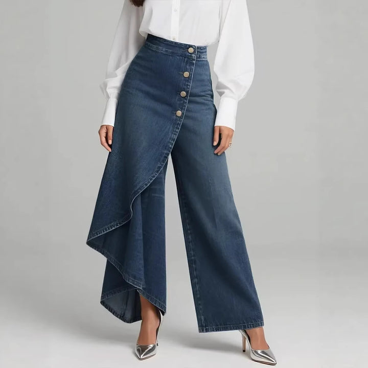 Damen Denim-Rock mit asymmetrischem Schnitt und Knopfdetails Echo Archiv