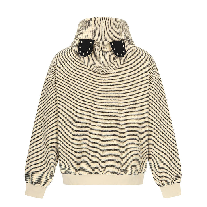 Unisex Gestreifte Kapuzen-Sweatjacke mit Reißverschluss und strukturierter Oberfläche Echoarchiv
