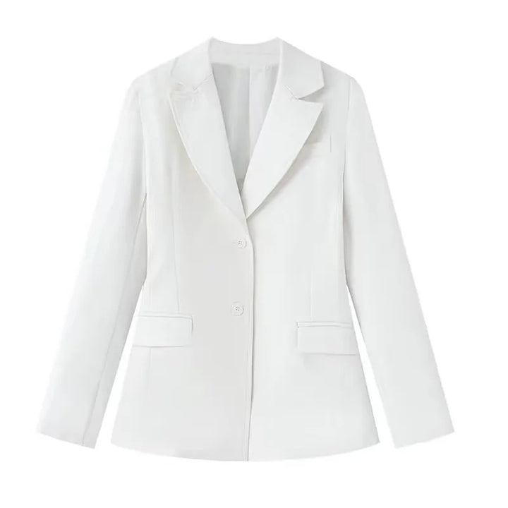 Damen nan schlanker Business-Blazer mit taillierter Schnittführung, fallendem Revers und Pattentaschen Echo Archiv