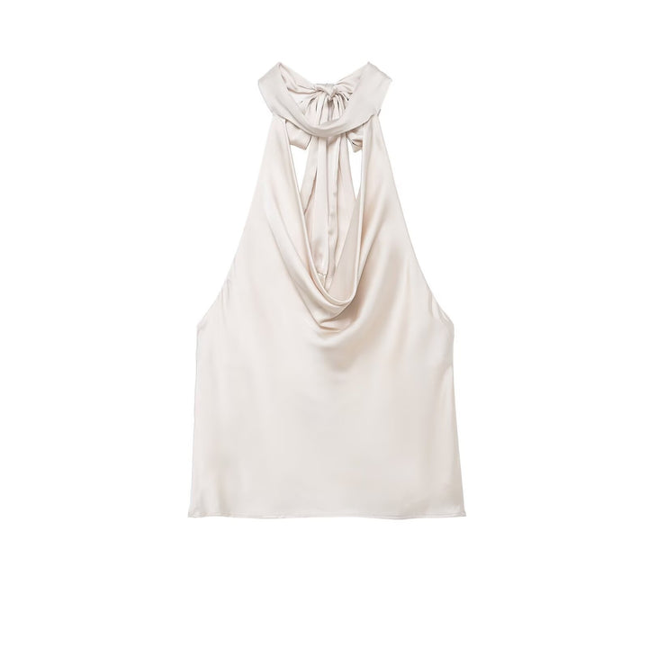 Damen elegantes Haltertop aus fließendem Satin mit dekorativem Rückenausschnitt Echo Archiv