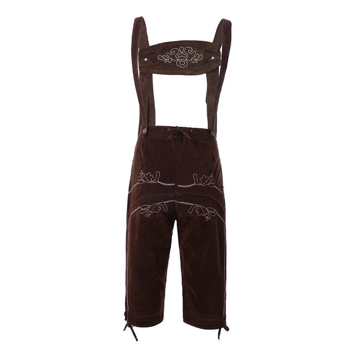 Herren nan traditionelle Wildleder Lederhose mit bestickten Trägern und Kniebund Echo Archiv
