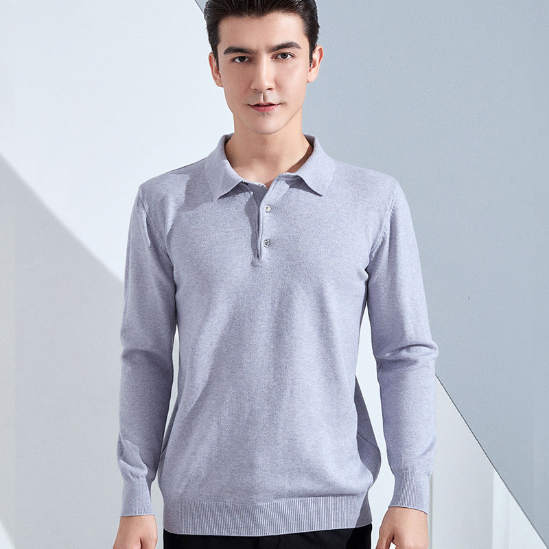 Herren Feiner Langarm-Poloshirt aus Feinstrick mit 3‑Knopf‑Leiste und schmaler Passform Echoarchiv