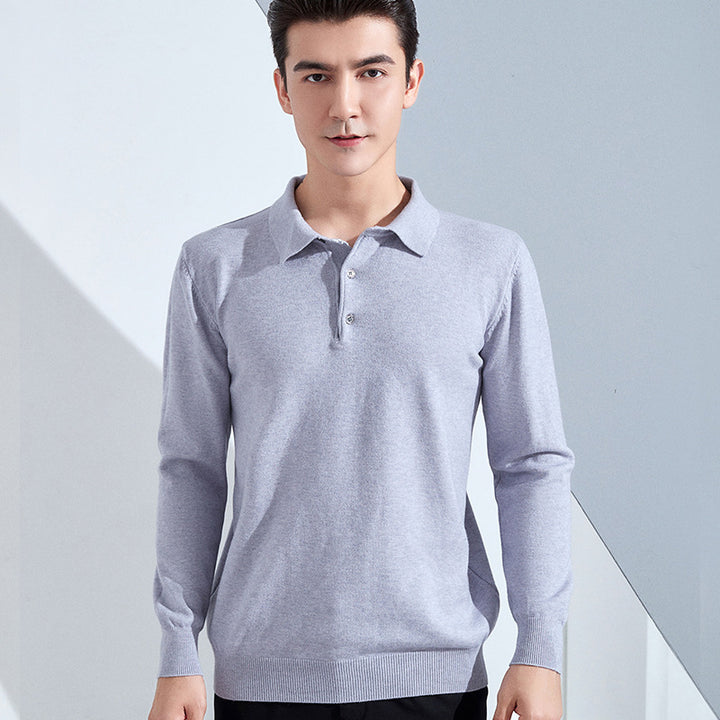 Herren Feiner Langarm-Poloshirt aus Feinstrick mit 3‑Knopf‑Leiste und schmaler Passform Echoarchiv