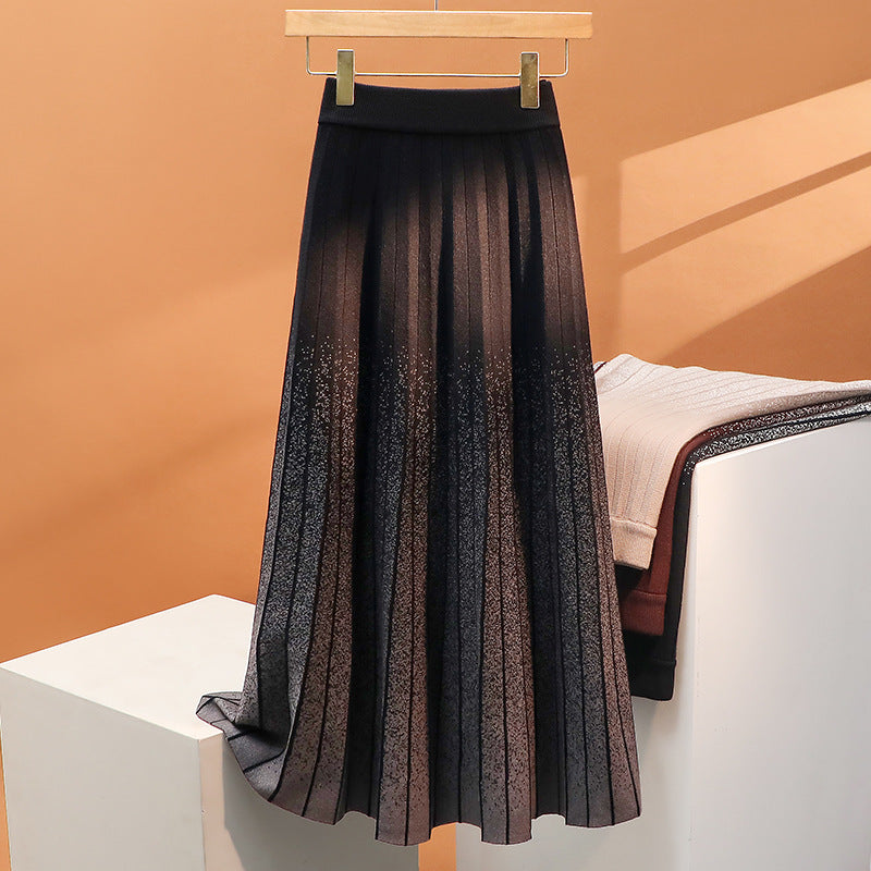Damen Plissierter Maxirock mit elegantem Farbverlauf Echo Archiv