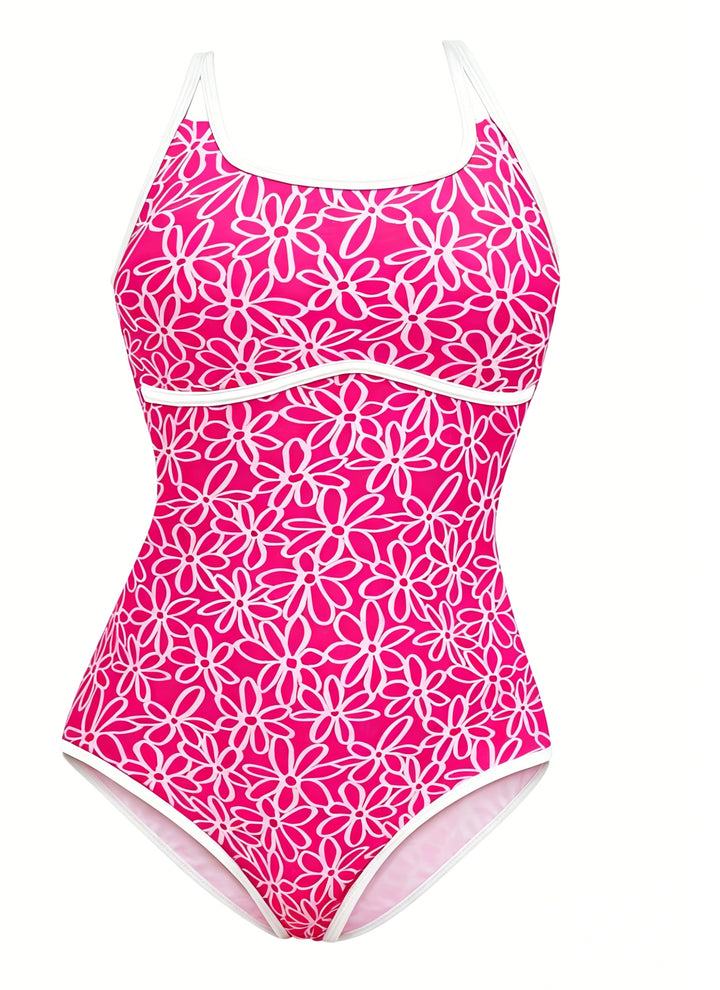 Damen Sportlicher Einteiler Badeanzug mit floralem Muster Echo Archiv