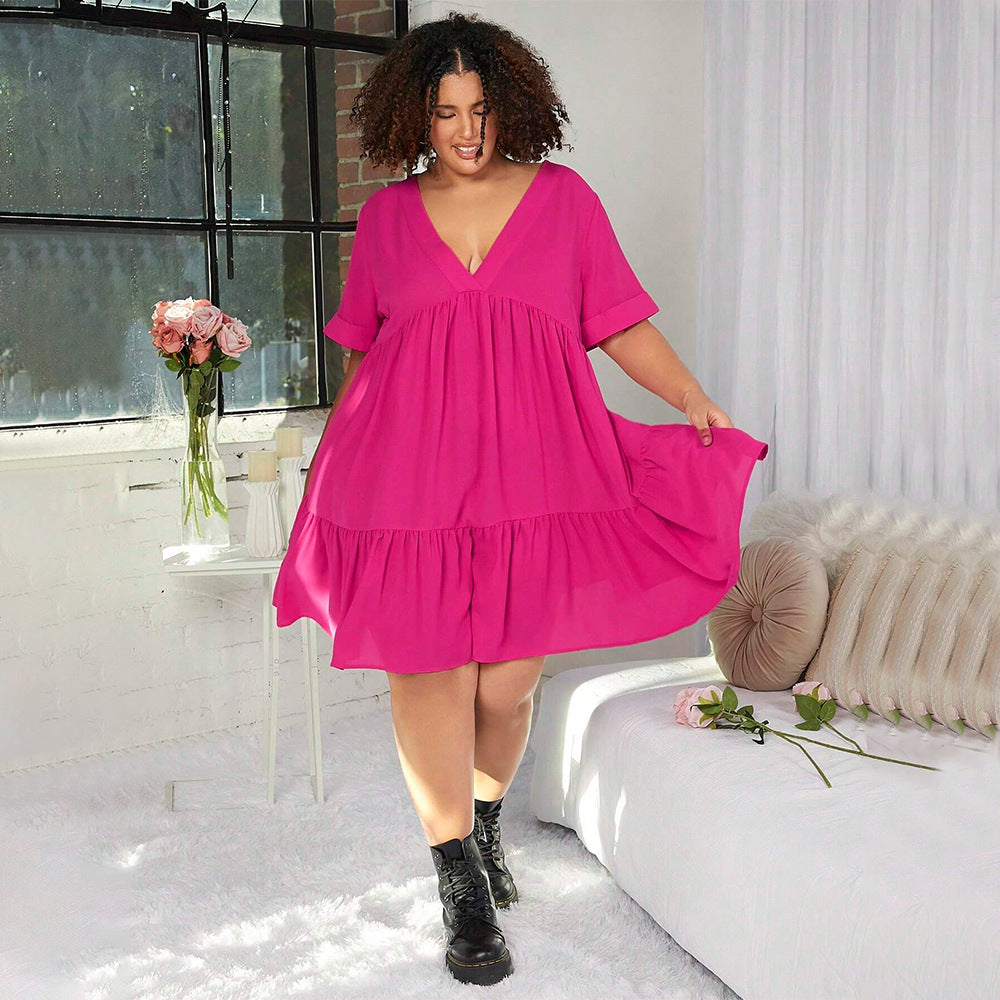 Damen lässiges Sommerkleid mit V-Ausschnitt und schwingendem Saum Echo Archiv