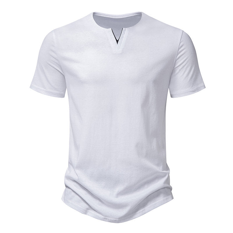 Herren Kurzarm-Henley-T-Shirt mit kreativem V-Ausschnitt und angenehmem Tragegefühl Echoarchiv