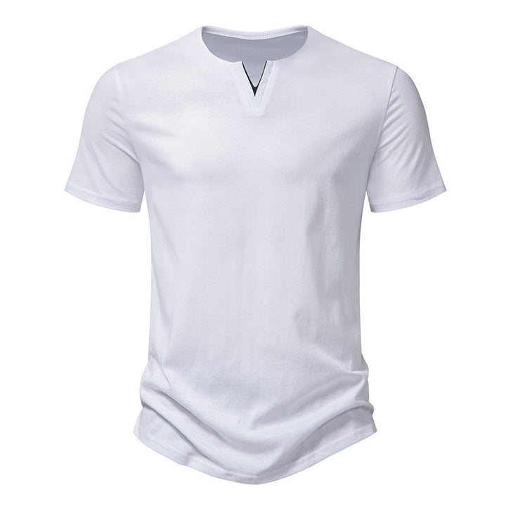 Herren Kurzarm-Henley-T-Shirt mit kreativem V-Ausschnitt und angenehmem Tragegefühl Echoarchiv