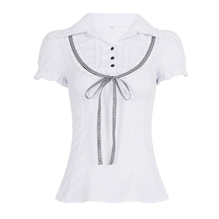 Damenbluse mit Rüschendetails und kontrastierendem Halsband Echo Archiv