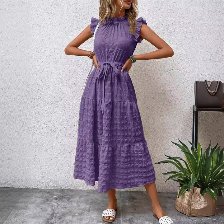 Damen Wickelkleid mit Rüschendetails und Erzählt Kleidersaum Echoarchiv