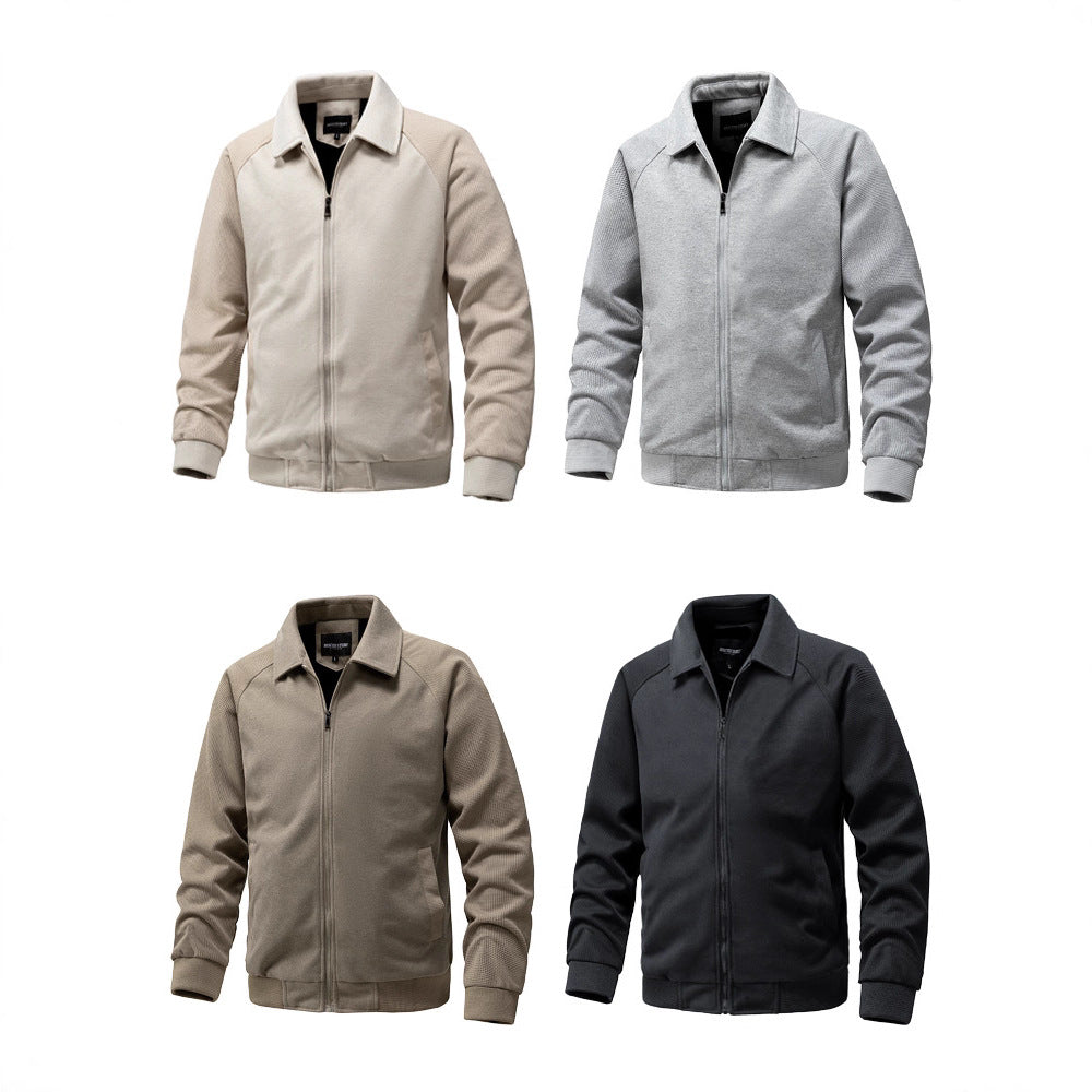 Herren Lässige Sweatjacke mit Reißverschluss und strukturierten Rippenärmeln Echoarchiv