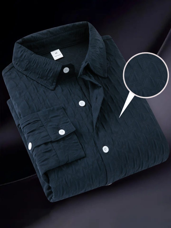 Herren Langarmhemd mit strukturiertem Design und bequemer Passform Echoarchiv