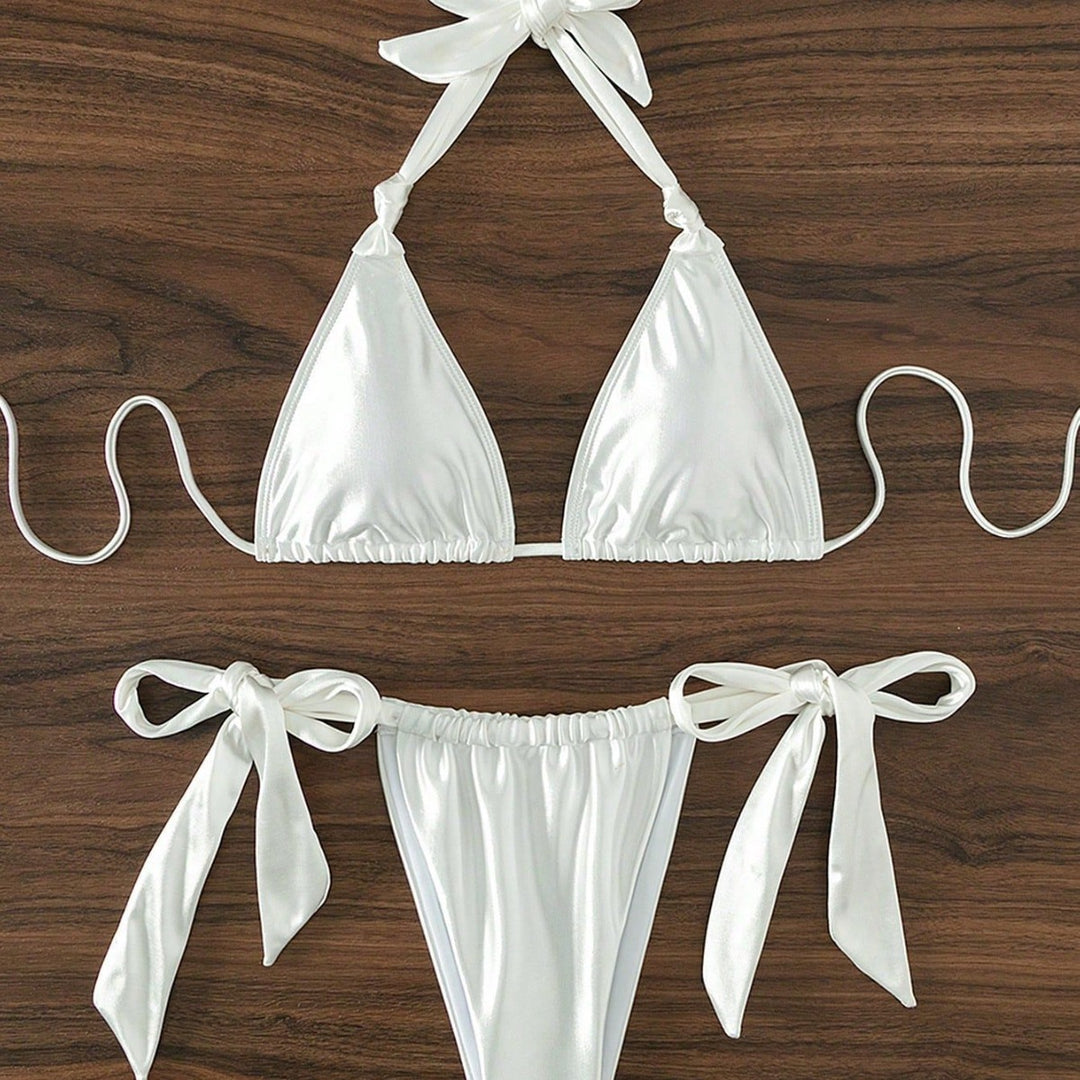 Damen Stilvoller Triangel-Bikini mit Schleifen-Details Echo Archiv